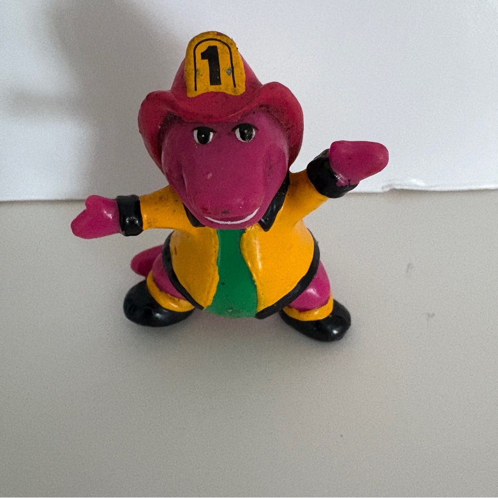 Vintage Barney the Dinosaur Firefighter Mini Figurine  1993